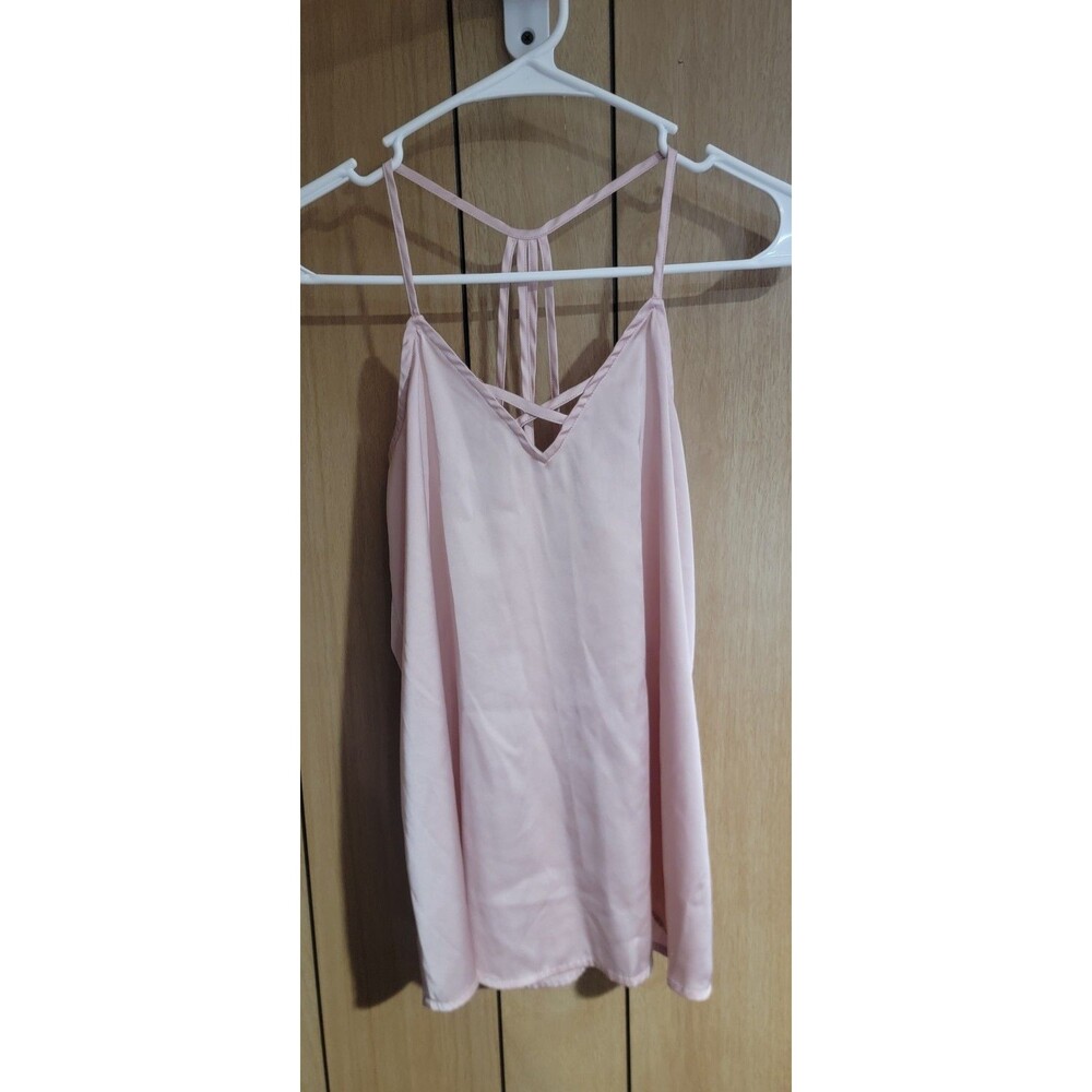 Y2K Juniors Small Pink Strappy Tank Top Camisole Spaghetti Cage Strap 2000s